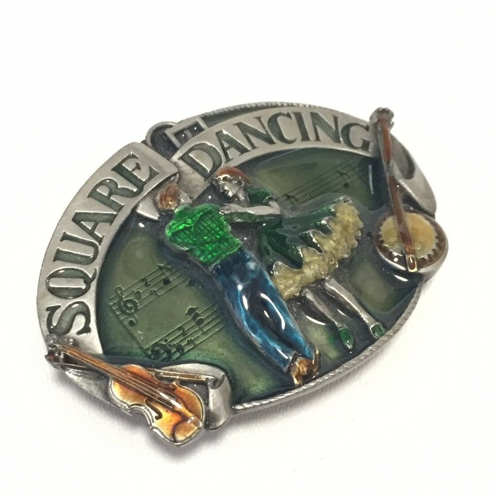 Square Dancing Vintage Belt Buckle Siskiyou Buckle Co Inc Decorative Enamel